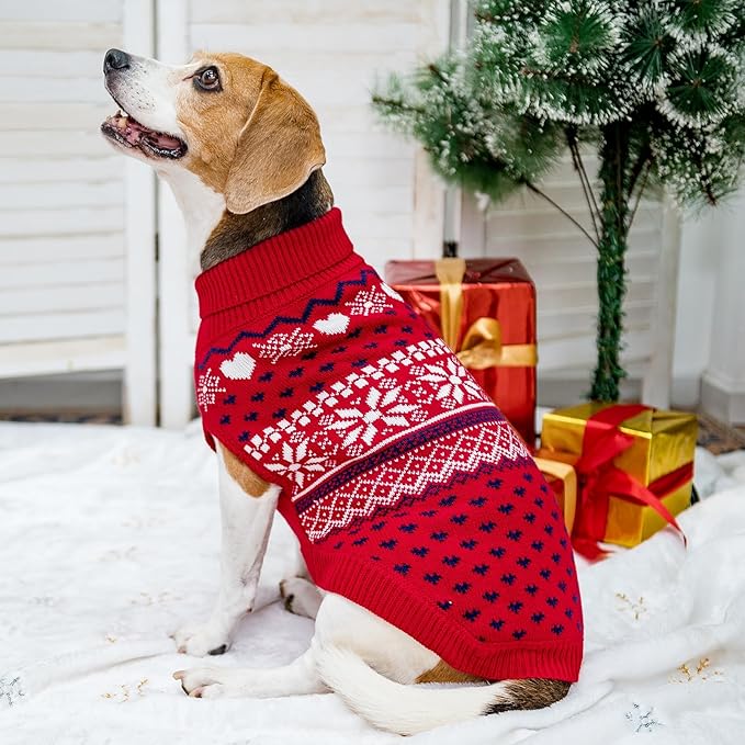 SCENEREAL Dog Sweaters for Small Dogs - Soft, Warm Turtleneck Small Dog Sweater, Ugly Knit Dog Christmas Outfits for Dachshund, Chihuahua, Pug, Yorkie,Winter Pet Clothes Girl Boy, XS