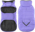 Dog Coat, Waterproof Dog Winter Jacket with Pocket, Reflective Adjustable Pet Snow Vest, Warm Cozy Fleece Sweater for Small Medium Extra Large Dogs - Light Purple, M