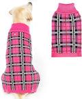 PUPTECK Dog Sweaters for Large Medium Small Dogs - Fall Classic Plaid Style Puppy Holiday Winter Coat Clothes Warm, Fuschia, L
