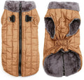 Warm Fleece Dog Coats with Durable Harness Buitl in D-Ring,Waterproof Doggie Jacket for Large Dogs,Dog Vest for Cold Winter,Burnished Khaki XXXL