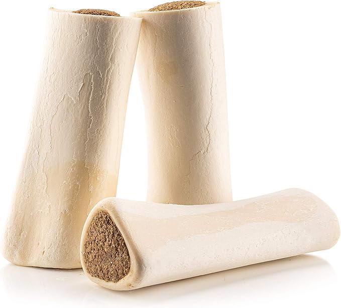 Jack&Pup 5-6" Filled Dog Bones for Large Dogs, Flavored Shin Dog Bones Long Lasting, Stuffed Bone for Dogs, High Protein, Variety Pack - Bully Stick, Bacon and Cheese, Peanut Butter Flavor - 3 Pack