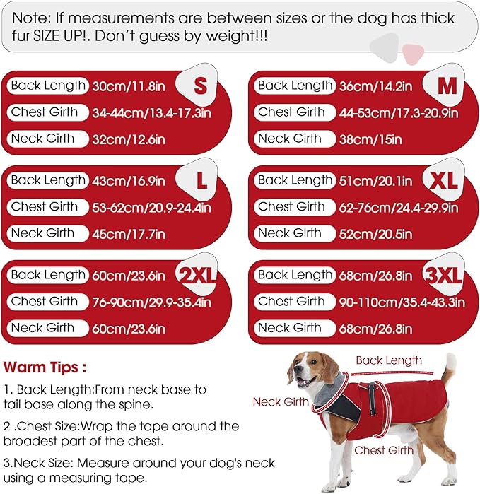 Nanaki Small Dog Coat for Winter Waterproof, Warm Fleece Lining Furry Collar Dog Jacket with Leash Hole, Reflective Adjustable Cold Weather Puppy Pet Snow Jacket Vest Outdoor Walking Hunting, Red M