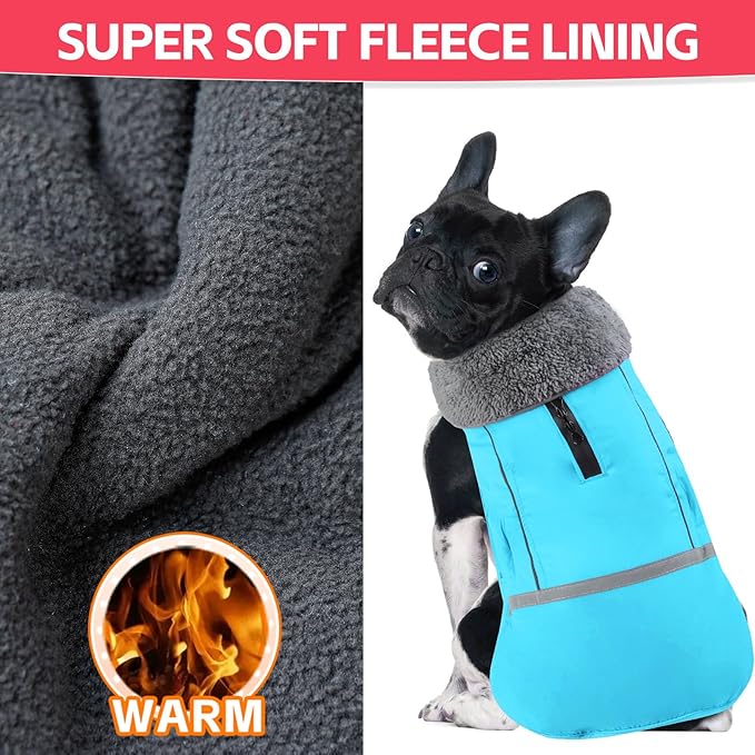 Doglay Dog Coat, Waterproof Dog Jacket Pet Winter Coat for Cold Weather with Thicken Furry Collar, Reflective Puppy Winter Jacket Warm Fleece Lining for Small Medium Large Pets