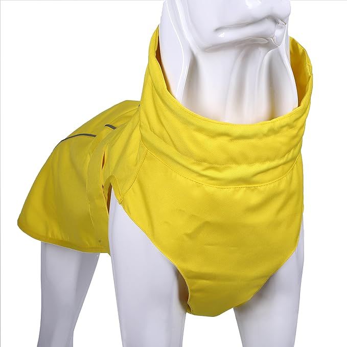 Adjustable Waterproof Dog Raincoat for Dogs,Lightweight Pet Rain Jacket Puppy Clothes with Reflective Strip for Small Medium Large Dogs (Yellow, Medium)