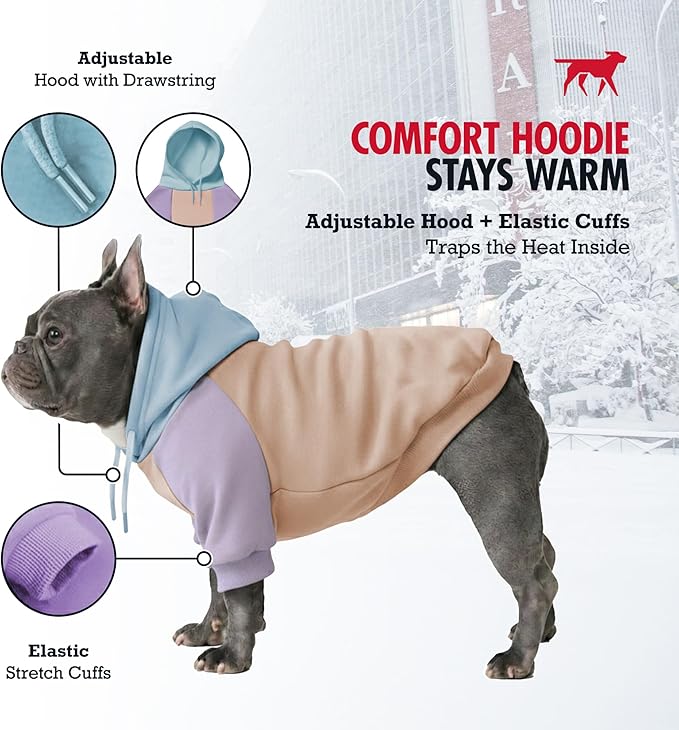 Tuff Pupper Dog Hoodie | Premium Quality 100% Organic Cotton | Ultra Soft Interior for Superior Comfort | Elastic Cuffs & Drawstring for Warmth | Stretch Fit Suitable for All Breeds (Pastel, XXS)
