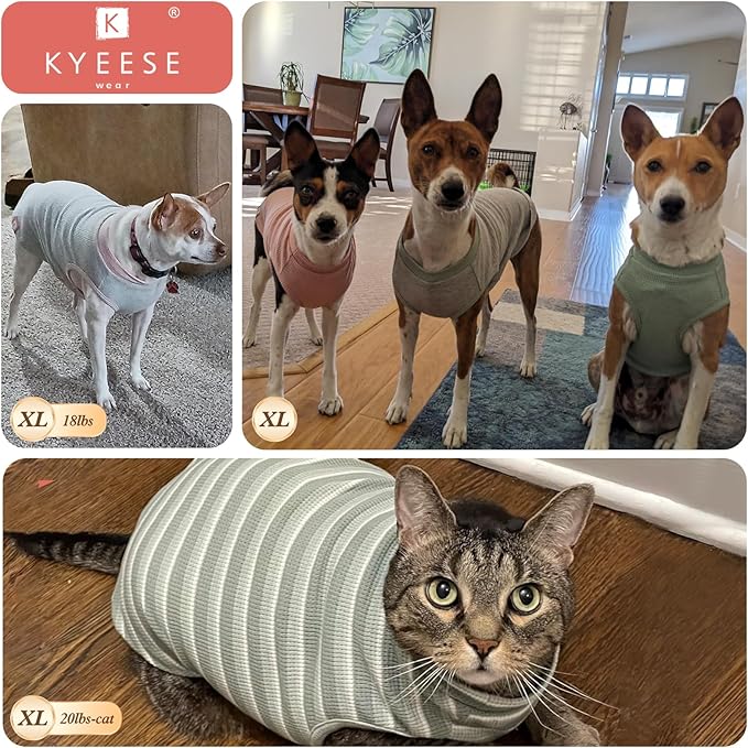 KYEESE 2Pack Dog Shirts Waffle for Small Dogs Stretchy Pet T-Shirts Lightweight Dog Tank Top Sleeveless Dogs Vest Breathable, X-Large, Blue+Grey
