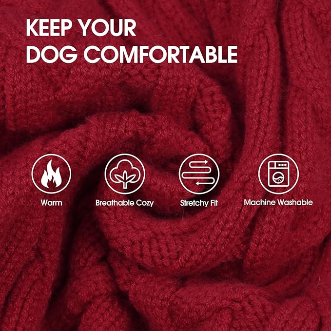 IECOii Girl Dog Sweater Dress, Great Dane Sweaters for Girl Dogs, Red,5XL, Extra Large Dog Sweater for Female Dogs Pet Winter Dress for Giant Breeds - Xmas Turtleneck Knitwear for Cold Weather