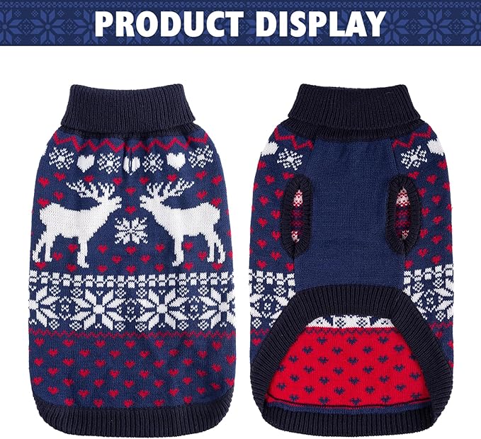 SCENEREAL Dog Sweater for Large Sized Dogs Girl Boy, Turtleneck Pullover Winter Puppy Clothes, Christmas Outfits, Pet Sweatshirt Apparel Knitwear for Golden Retriever, Labrador, Rottweiler, L