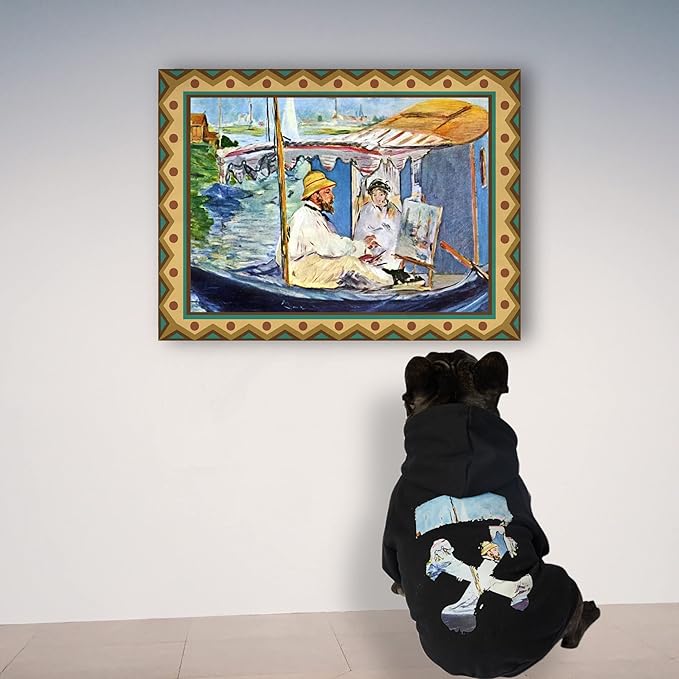 ChoChoCho Woof Dog Hoodie, Designer Dog Hoodies for Small Medium Large Breeds, Art Collection Dog Sweatshirts, Street Drawstring Hoodies Outfit Clothes for Puppy Puppies (3XL, Monet Painting)