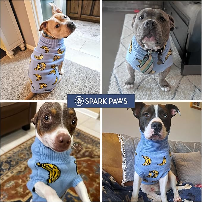 Spark Paws Knit Dog Sweater – Ultra Soft Warm Winter Dog Sweater for Small, Medium & Large Dogs – Stretch Fit Pet Sweater for French Bulldog, Pitbull, Girl & Boy Dogs Jacket, (Banana,XL)