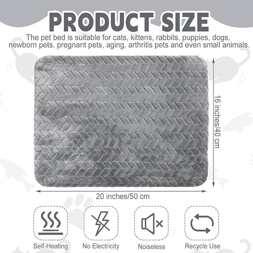 4 Pack Self Heating Cat Pad 16 x 20 Inch Self Warming Cat Bed Non Slip Warm Dog Pad Mat Washable Pet Kennel Crate Bed Mat for Indoor Outdoor Pets(Gray,16 x 20 Inch)