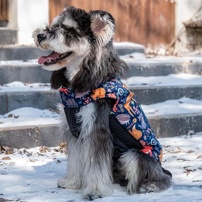 CuteBone Winter Dog Coat - Waterproof Windproof Reversible Vest, Thick Adjustable Cold Weather Jacket for Small Medium Large Dogs, Soft With Leash Hole