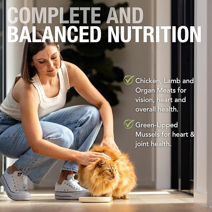 Feline Natural Wet Cat Food Pouch - Chicken & Lamb Feast, Grain-Free, Cage-Free & Grass-Fed, New Zealand Made, Single Serve Pate, 3oz, 12 Pack