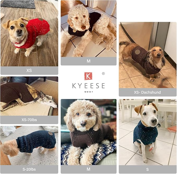 KYEESE Dog Christmas Sweater with Leash Hole Warm Pullover with Reflective Yarn for Small and Medium Dogs Male Soft Knit Pullover Boy Dog Coats Cozy Lightweight Thick Sweater,Red,Medium