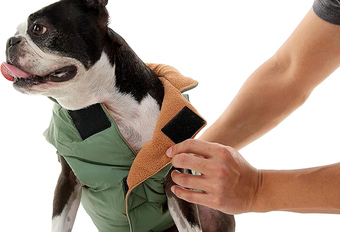 Gooby - Sports Vest, Fleece Lined Small Dog Cold Weather Jacket Coat Sweater with Reflective Lining, Green, Small