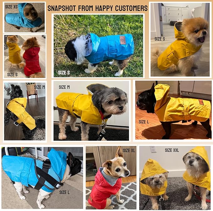 Dog Raincoat Dog Rain Jacket Poncho Waterproof Pet Rain Suit Double Layer Breathable Lining Hooded Leash Hole Adjustable Puppy Small Medium Dogs,Red,XL