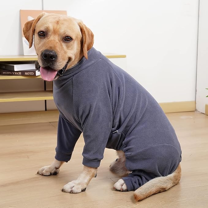 Dog Winter Coat,Warm Dog Jacket,Puppy Polar Fleece High Collar Full Body Snowsuit,Comfort Windproof Sweater(Grey,XL)