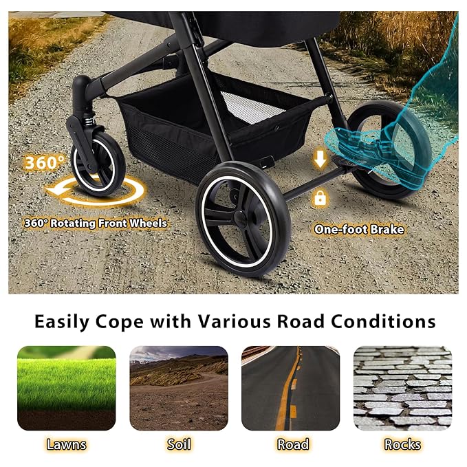 Foldable Double Pet Stroller for 2 Small Medium Cats Dogs, Lightweight Single and Double Integrated Pet Stroller with Detachable Carriers