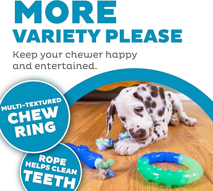 Outward Hound Orka Puppy Dental Chew Toys for Small Dogs & Teething Puppies - 3 Pack