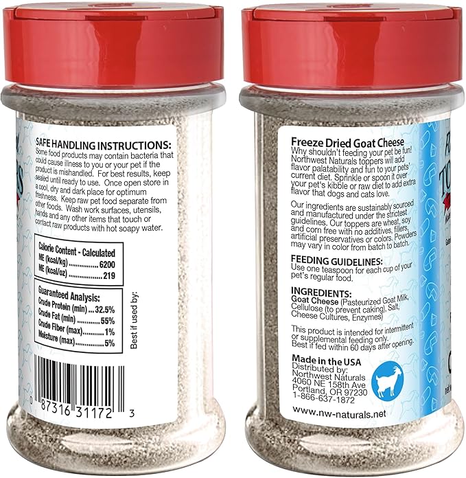 Northwest Naturals Freeze-Dried Goat Cheese Functional Topper - for Dogs & Cats - Healthy, 1 Ingredient, Human Grade Ingredients, All Natural, Proudly Made in USA, 4.5 Oz (Pack of 2)