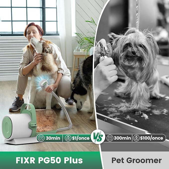 Dog Grooming Vacuum, Pet Grooming Kit, Dog Clipper Nail Trimmer Grinder, 2.5L Dust Cup 7 Grooming Tools 11000Pa Dog Vacuum for Shedding Grooming, Pet Grooming Vacuum for Dogs, Home Cleaning, PG50 Plus