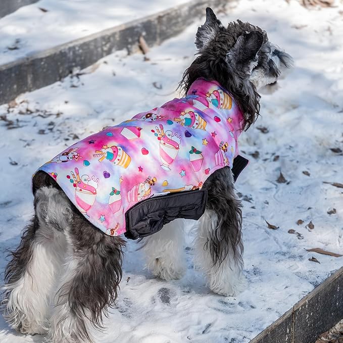 CuteBone Winter Dog Coat - Waterproof Windproof Reversible Vest, Thick Adjustable Cold Weather Jacket for Small Medium Large Dogs, Soft With Leash Hole