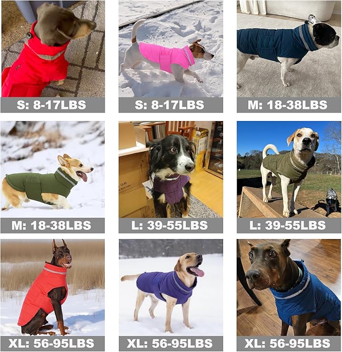 Dog Coat, Waterproof Winter Jacket, Warm Windproof Jacket, Reflective Adjustable Turtleneck Coats for Small Dogs with Hook & Loop - Pink02 - S