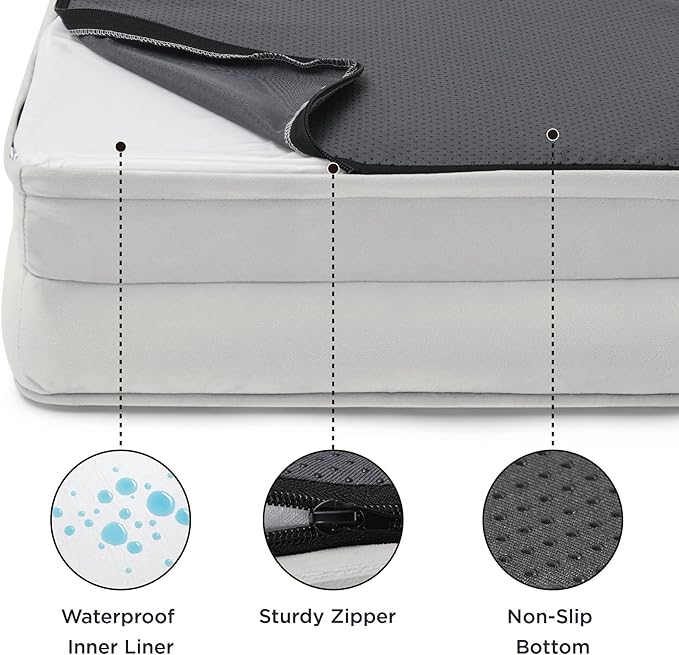 Bedsure XL Orthopedic Dog Bed for Extra Large Dogs - Washable XLarge Dog Cat Bed Waterproof, Comfort Dogs Couch Sofa with Washable Removable Cover, Pet Bed with Nonskid Bottom, Light Grey, 42"