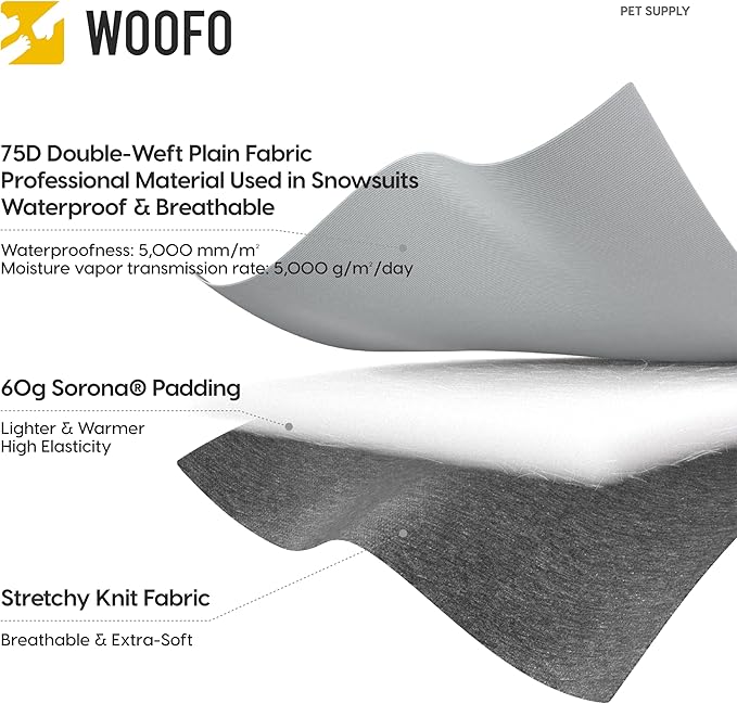 Dog Slip-on Winter Coat, Warm,Lightweight, Adjustable and Easy to Wear for Cold Weather | Waterproof & Windproof Padded Dog Winter Jacket (Glacier Grey, L)