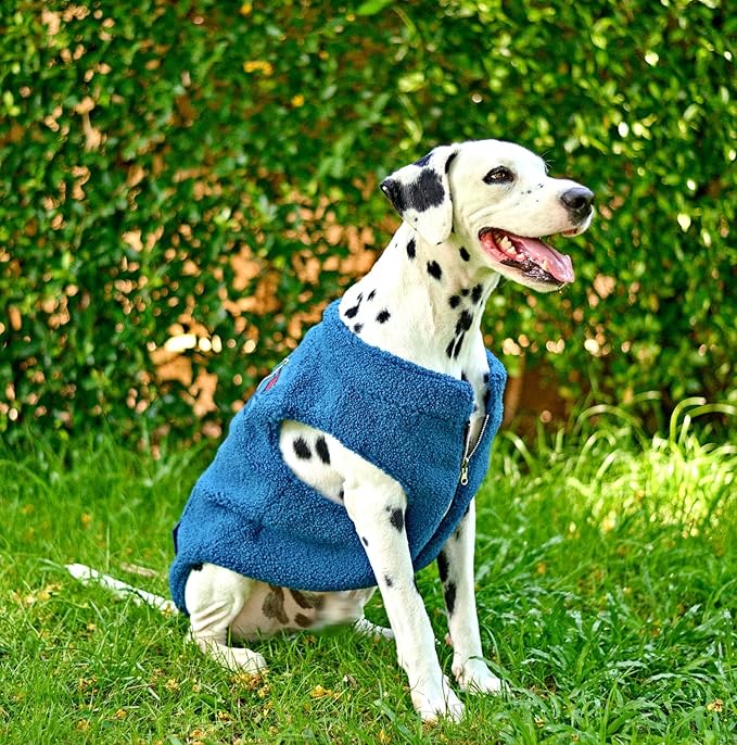 Tuff Pupper Reversible Fleece Sweater Vest for Dogs | Lightweight Comfortable Insulated Jacket | Front Zip Closure | Machine Washable | Built-in Leash Hole | Sizes for All Breeds (Large, Teal)