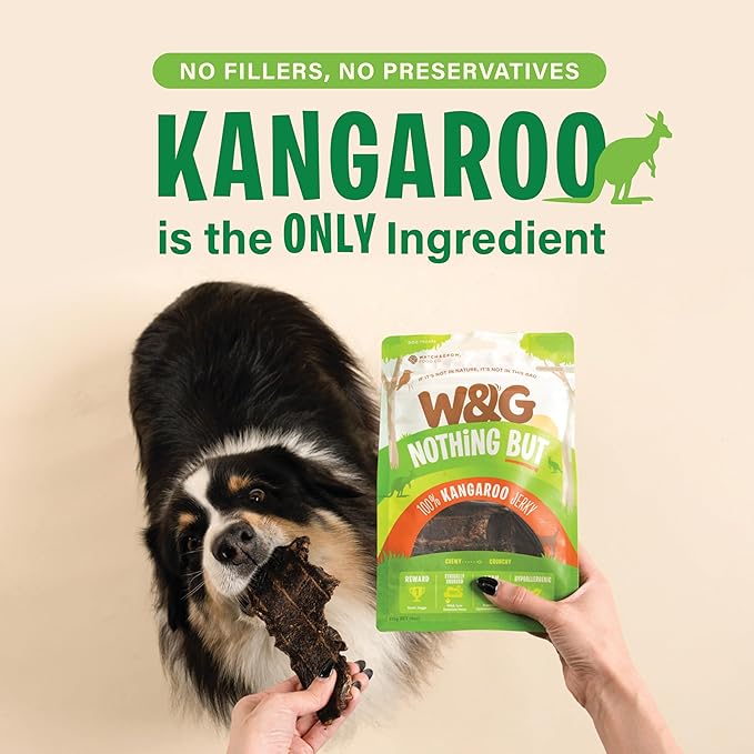 W&G Kangaroo Dog Treats — Single-Ingredient, Grain-Free, Hypoallergenic Training Snacks, 5oz (5oz, Kangaroo Jerky)