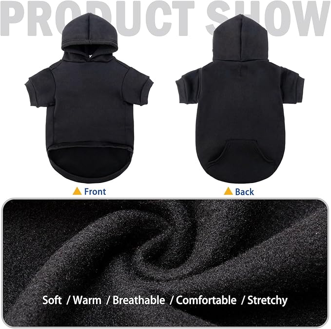 SCENEREAL Dog Hoodie Sweaters for Small Medium Large Size Dogs, Fleece Pet Sweatshirt with Hat and Pocket,Soft Cold Winter All Weather Puppy Clothes for S to XL Sized Dogs,Black (M)