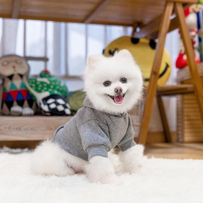 SCENEREAL Dog Hoodie Sweaters for Small Medium Large Size Dogs, Fleece Pet Sweatshirt with Hat and Pocket,Soft Cold Winter All Weather Puppy Clothes for S to XL Sized Dogs,Grey (SM)