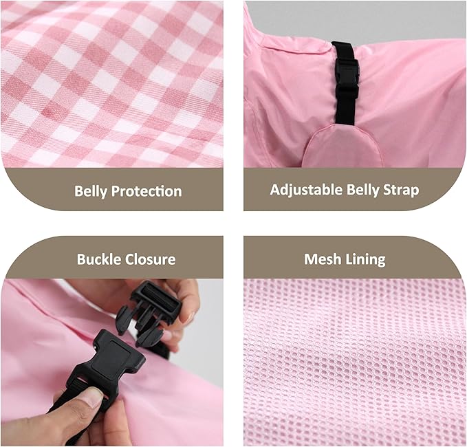 MAMORE Dog Raincoat Waterproof, Lightweight Adjustable Dog Rain Coat Hooded Poncho with Reflective Strip for Large Medium Small Dogs (Pink, XX-Large)