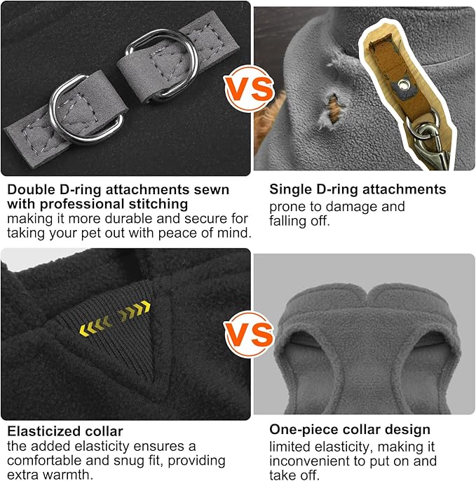 BEAUTYZOO Dog Fleece Vest Sweater Winter Jacket for Small and Medium Dogs with D-Ring Leash Cold Weather Coat Hoodie for XS S M Dogs Boy or Girls