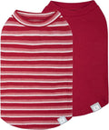 KYEESE 2Pack Waffle Dog Shirts for Small Dogs Stretchy T-Shirts Lightweight Tank Top Sleeveless Striped Vest Breathable Pet Tee, X-Large, Red+Striped