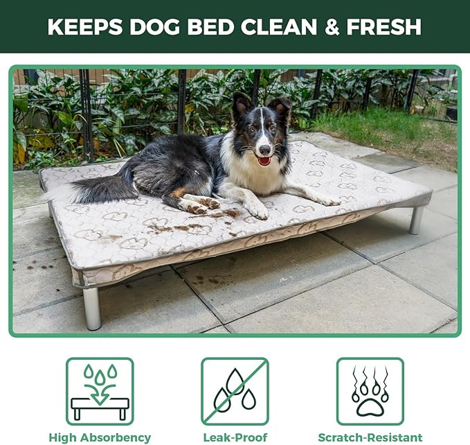 FXW TitanNest Chew-Proof Elevated Dog Bed, Raised Cot for Indoor/Outdoor/Camping Use, Durable & Washable Padded Pet Bed with Exclusive Cover for Large Dogs, 47.0" L x 29.0" W x 7.3" H, Black