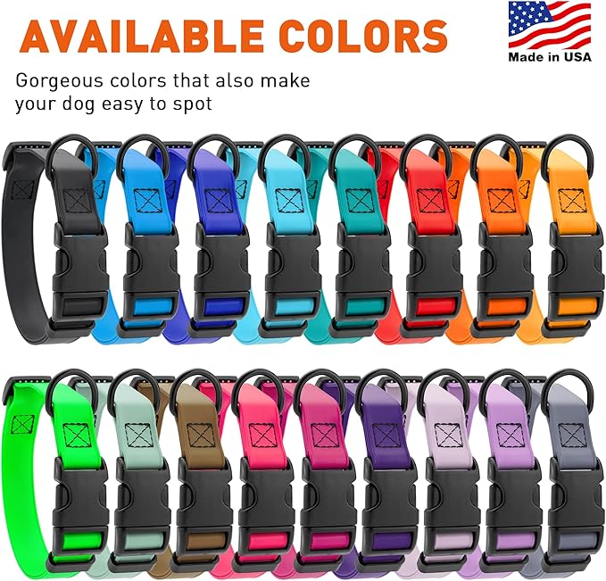 Dogline Biothane Waterproof Dog Collar with Quick Release Buckle Strong Coated Nylon Webbing with Odor- Proof for Easy Care Easy to Clean Fits Small Medium Large Dogs, Amethyst Purple 5/8" W 9-14" L