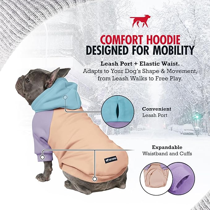 Tuff Pupper Dog Hoodie | Premium Quality 100% Organic Cotton | Ultra Soft Interior for Superior Comfort | Elastic Cuffs & Drawstring for Warmth | Stretch Fit Suitable for All Breeds (Pastel, XXS)