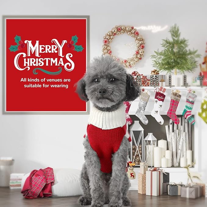 PETCARE Christmas Dog Costume Pet Sweater Vest Cute Bear Red Striped Cat Sweaters Warm Winter Dog Clothes for Small Medium Large Dogs Cats Ugly Xmas Puppy Doggy Chihuahua Yorkie Outfits