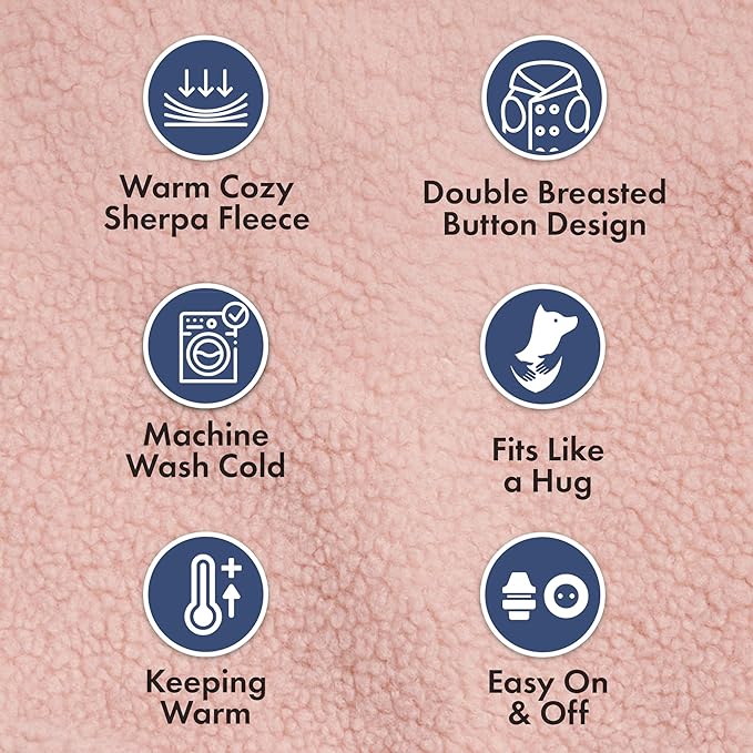 Spark Paws Teddy Dog Sweater, Sherpa Vest with Warm Fleece Lining, Winter Coat Suitable for Small Medium Large XL XXL Breeds - Pink - L