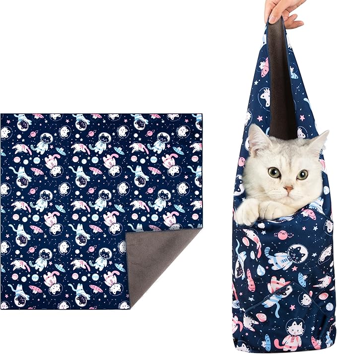 27.6" Cat Grooming Wrap, Cat Wrap for Cutting Nails, Anti-Scratch, Anti-Escape Calming Packaging, Cat Swaddle Wrap, X-Large