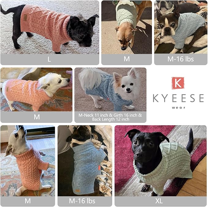 KYEESE Dog Sweater Turtleneck Stretchy Pet Sweater with Classic Cable Knit Soft Dog Sweater for Small Dogs Warm Dogs Clothes with Long Sleeve Comfy Pet Coats for Cold Weather, Red, Small
