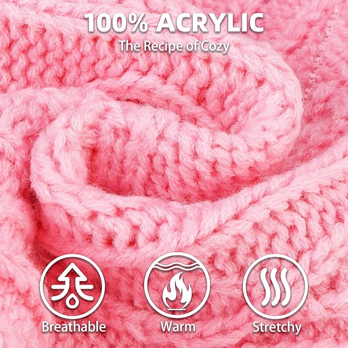PUPTECK Dog Sweater, Turtleneck Warm Knitted Pullover Coat, Thick Cable Knitwear Clothes in Winter, Pet Apparel Outfits for Large Dogs, for Cold Weather Indoor & Outdoor, Pink ML