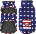 Dog Coat, Waterproof Dog Winter Jacket with Pocket, Reflective Adjustable Pet Snow Vest, Warm Cozy Fleece Sweater for Small Medium Extra Large Dogs - American Flag, L