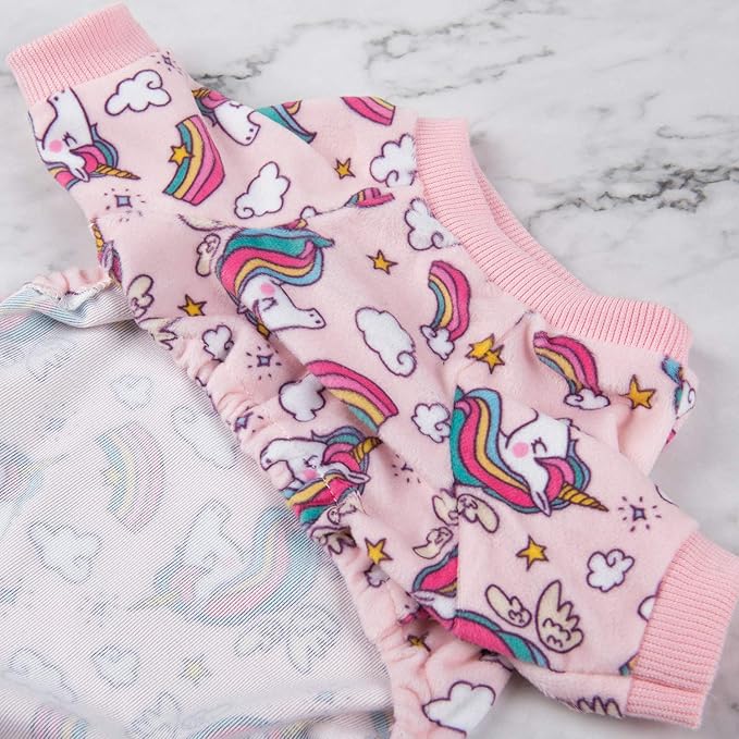 CuteBone Small Dogs Outfit Soft Puppy Onesies Pjs Dog Pajamas Pet Coat Cat Apparel Comfy Doggie Jumpsuit Bodysuit for All Seasons P67S
