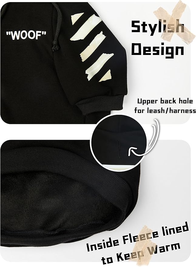 ChoChoCho Woof Designer Dog Hoodies - Art Collection Street Drawstring Hoodies for Small to 5XL Breeds