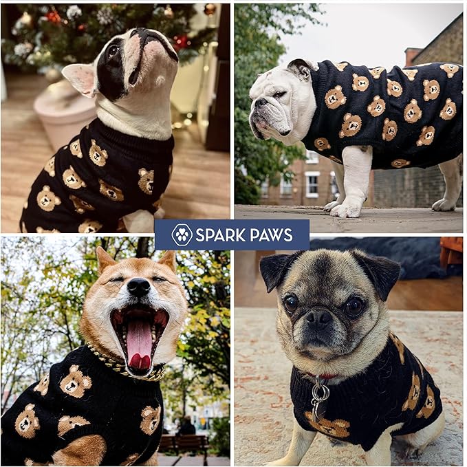 Spark Paws Knit Dog Sweater – Ultra Soft Warm Winter Dog Sweater for Small, Medium & Large Dogs – Stretch Fit Pet Sweater for French Bulldog, Pitbull, Girl & Boy Dogs Jacket, (Broken Teddy, XL)