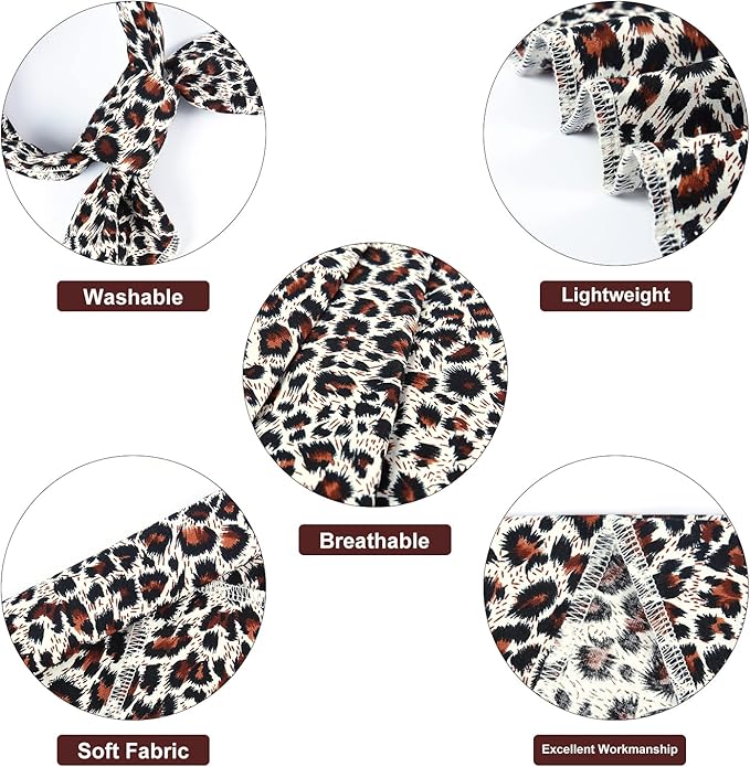 E-Clover Dog Bandanas & Matching Scrunchie Set Leopard Dog Bandana Bibs Washable Kerchief Scarf for Puppy Small Dogs & Owner