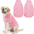 PUPTECK Dog Sweater, Turtleneck Warm Knitted Pullover Coat, Thick Cable Knitwear Clothes in Winter, Pet Apparel Outfits for Large Dogs, for Cold Weather Indoor & Outdoor, Pink L